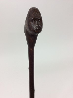 Lot 153 - Antique walking stick with gorilla head