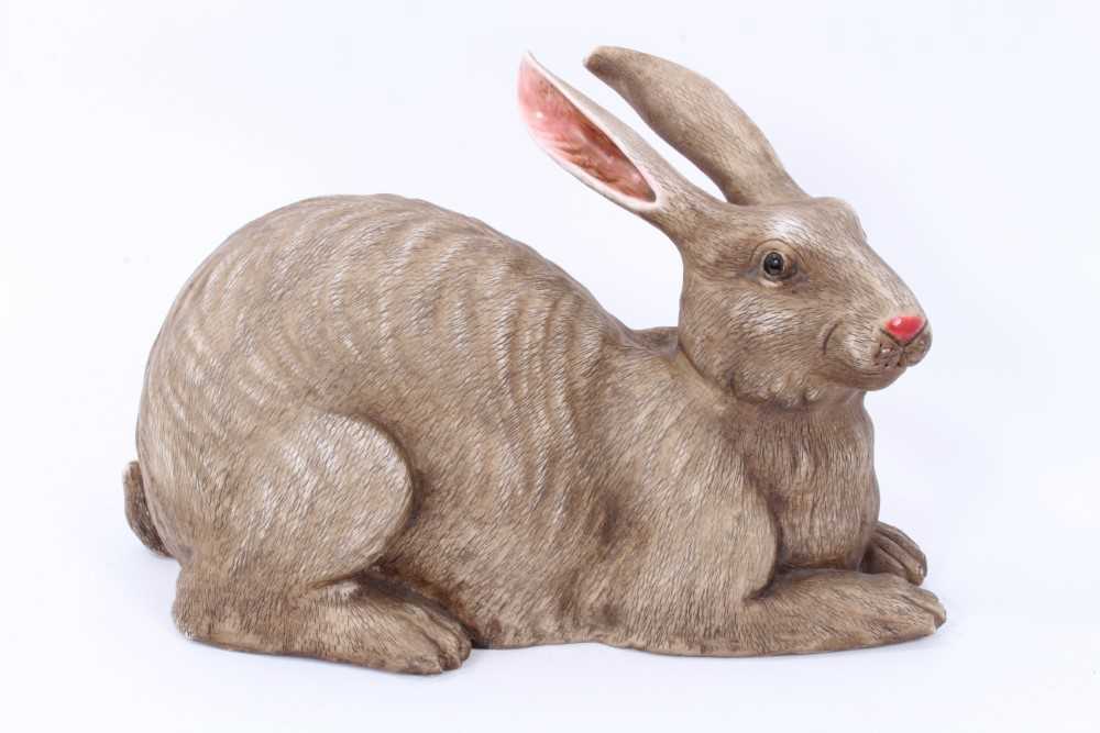 Lot 14 - Chinese porcelain life-size model rabbit