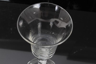 Lot 39 - 18th century wine glass, probably Dutch, the trumpet bowl on an opaque twist stem, 17cm height