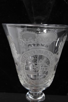 Lot 40 - Georgian 'Newcastle' light baluster armorial wine glass