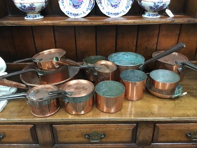 Lot 320 - Collection of antique copper saucepans various