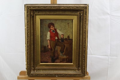 Lot 494 - Eskine Nicol (1825-1904), oil on panel, The Shoe Shine Boy", signed, in gilt frame, 30 x 22cm