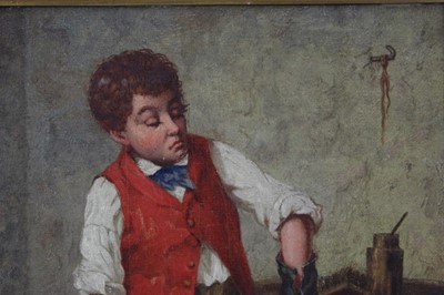 Lot 494 - Eskine Nicol (1825-1904), oil on panel, The Shoe Shine Boy", signed, in gilt frame, 30 x 22cm