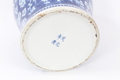 Lot 45 - Large antique 19th century Chinese blue and white porcelain ginger jar and cover, painted with prunus blossom, 32cm height including cover