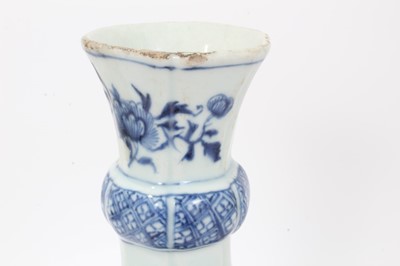 Lot 46 - Antique 18th century Chinese blue and white porcelain guglet vase, of hexagonal form, decorated with landscape scenes, 25.5cm height