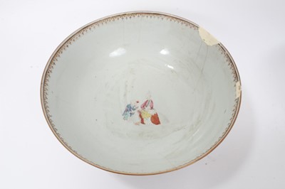 Lot 48 - Three large 18th century Chinese export porcelain bowls