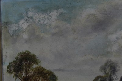 Lot 190 - Walter Waller Caffyn (1870-1958), oil on canvas, a river landscape with a bridge in the foreground, a farmhouse beyond, signed, 40 x 60cm