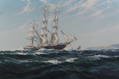 Lot 441 - David Roy MacGregor (1925-2003) oil on canvas board - a clipper at sea, 'The Torrens', signed, framed, 40cm x 75cm