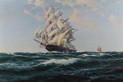 Lot 439 - David Roy MacGregor (1925-2003) oil on canvas - 'The Pride of all Clippers, The Cutty Sark (1869)', signed, framed, 51cm x 76cm