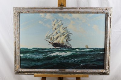 Lot 439 - David Roy MacGregor (1925-2003) oil on canvas - 'The Pride of all Clippers, The Cutty Sark (1869)', signed, framed, 51cm x 76cm