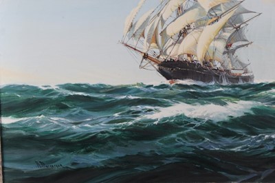 Lot 439 - David Roy MacGregor (1925-2003) oil on canvas - 'The Pride of all Clippers, The Cutty Sark (1869)', signed, framed, 51cm x 76cm