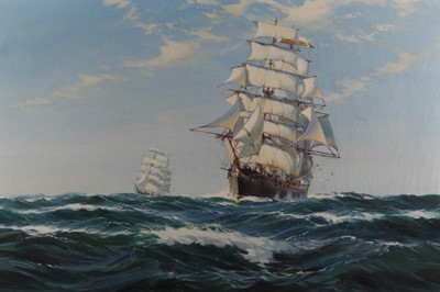 Lot 440 - David Roy MacGregor (1925-2003) oil on canvas - 'The Ariel and Taeping nearing Port (1863 & 1865)', signed, framed, 51cm x 76cm