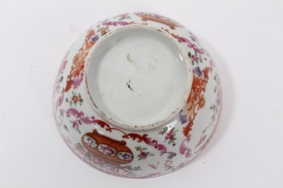 Lot 53 - Antique 18th century Chinese famille rose export porcelain bowl, well decorated with baskets of flowers, floral sprays and foliate patterns, 13.5cm diameter