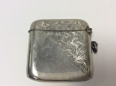 Lot 168 - George V silver vesta case with engraved foliate decoration (Birmingham 1911), together with two other silver vesta cases (various dates and makers), all at approximately 4oz (3)