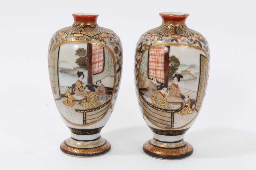 Lot 61 - Pair of Japanese Kutani porcelain miniature vases