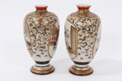 Lot 36 - Pair of Japanese Kutani porcelain miniature vases