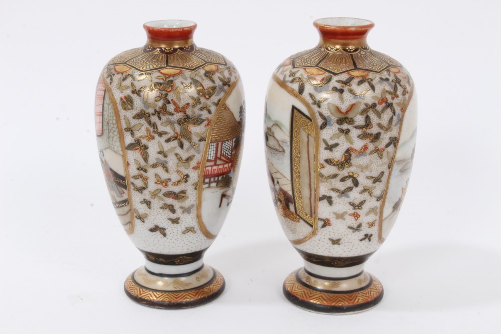Lot 36 Pair of Japanese Kutani porcelain miniature