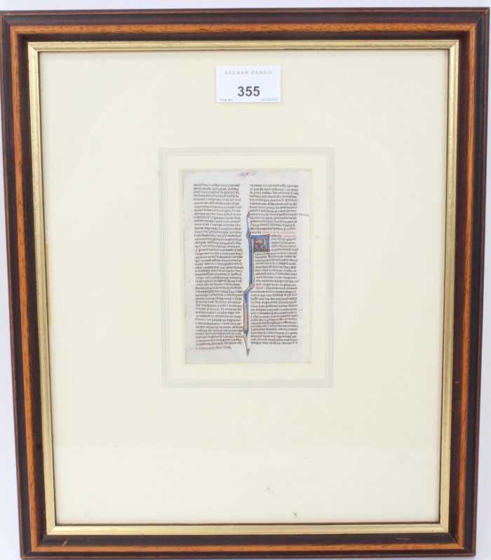 Lot 463 - 13th century illumination in glazed frame