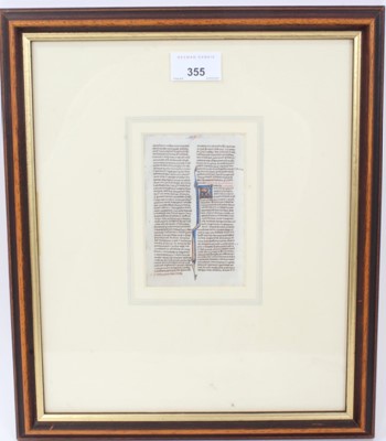 Lot 463 - 13th century illumination in glazed frame