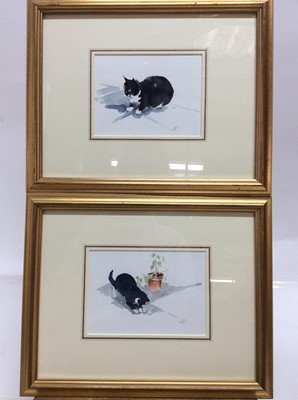 Lot 62 - Leslie Fotherby (b. 1946) pair of watercolours - Muffin the cat