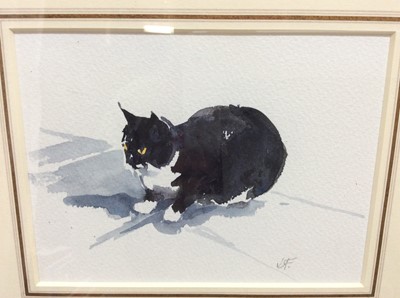Lot 62 - Leslie Fotherby (b. 1946) pair of watercolours - Muffin the cat