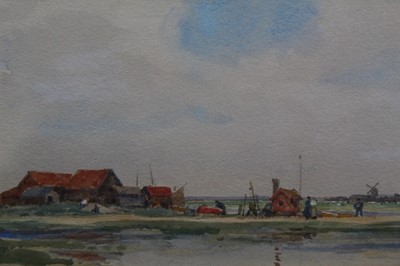 Lot 1103 - Wilfred Williams Ball (1852-1917) pair of watercolours, Near Southwold, Net sheds, Walberswick