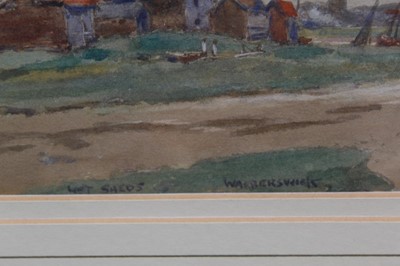 Lot 1103 - Wilfred Williams Ball (1852-1917) pair of watercolours, Near Southwold, Net sheds, Walberswick