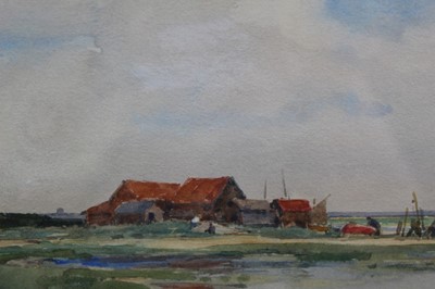 Lot 1103 - Wilfred Williams Ball (1852-1917) pair of watercolours, Near Southwold, Net sheds, Walberswick