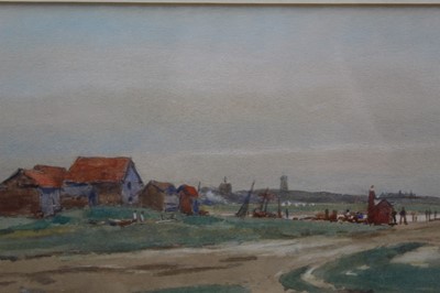 Lot 1103 - Wilfred Williams Ball (1852-1917) pair of watercolours, Near Southwold, Net sheds, Walberswick
