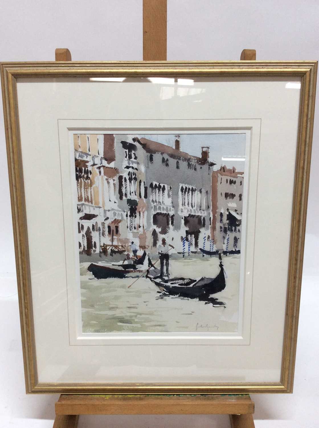 Lot 85 - John Yardley (b. 1933) watercolour - Gondolas and Pallazzi