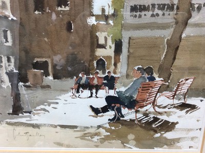 Lot 88 - John Yardley (b. 1933) watercolour- Taking a Break, Venice