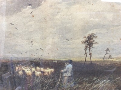Lot 91 - Follower of David Cox watercolour- Moorland Scene