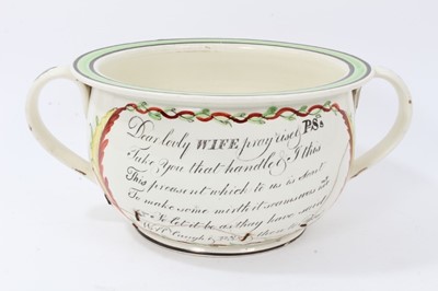 Lot 66 - Amusing early 19th century creamware chamber pot
