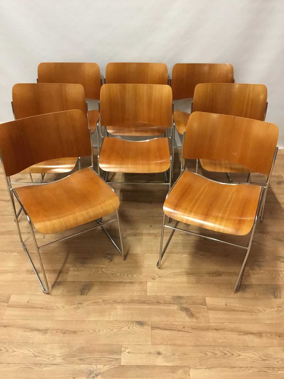 Lot 881 - Set of eight Howe 40/4 plywood stacking chairs by David Rowland