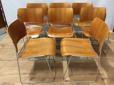 Lot 881 - Set of eight Howe 40/4 plywood stacking chairs by David Rowland