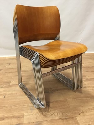 Lot 881 - Set of eight Howe 40/4 plywood stacking chairs by David Rowland