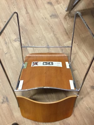 Lot 881 - Set of eight Howe 40/4 plywood stacking chairs by David Rowland