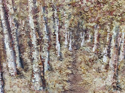 Lot 46 - 1970s mixed media on board - Avenue of Trees, indistinctly signed and dated, framed, 55cm x 69cm