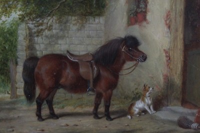 Lot 533 - Martin Theodore Ward (1799-1874) oil on panel - a pony and terrier before a cottage door, initialled, in gilt frame, 15cm x 20cm  
Provenance: Estate of the Late Jane Sumner