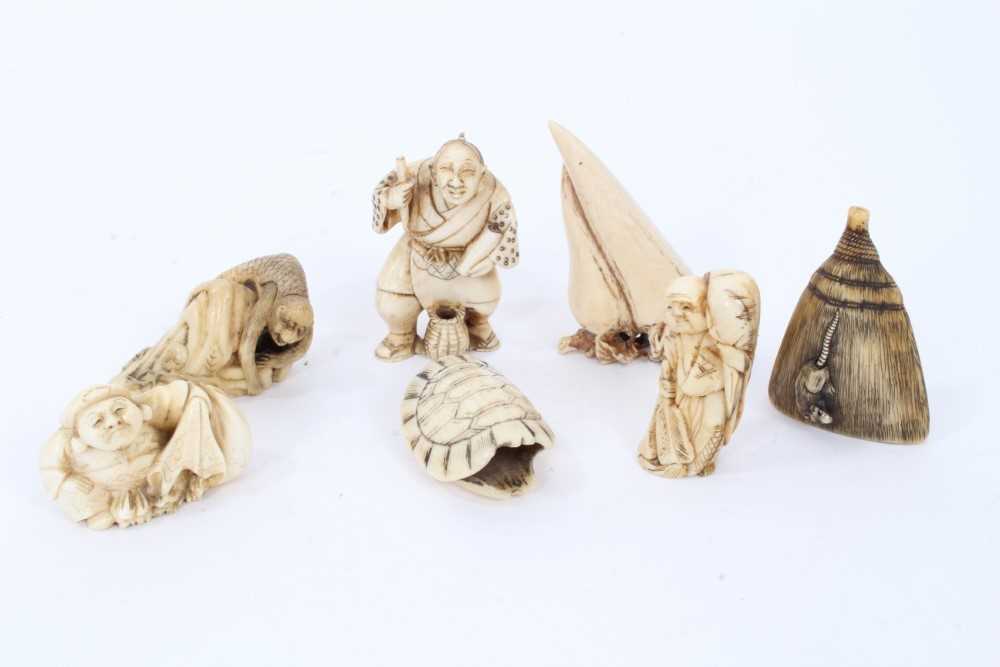 Lot 236 - Group of seven carved ivory and bone netsuke