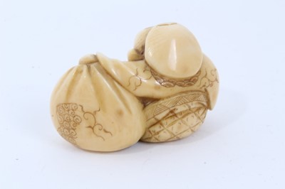 Lot 236 - Group of seven carved ivory and bone netsuke
