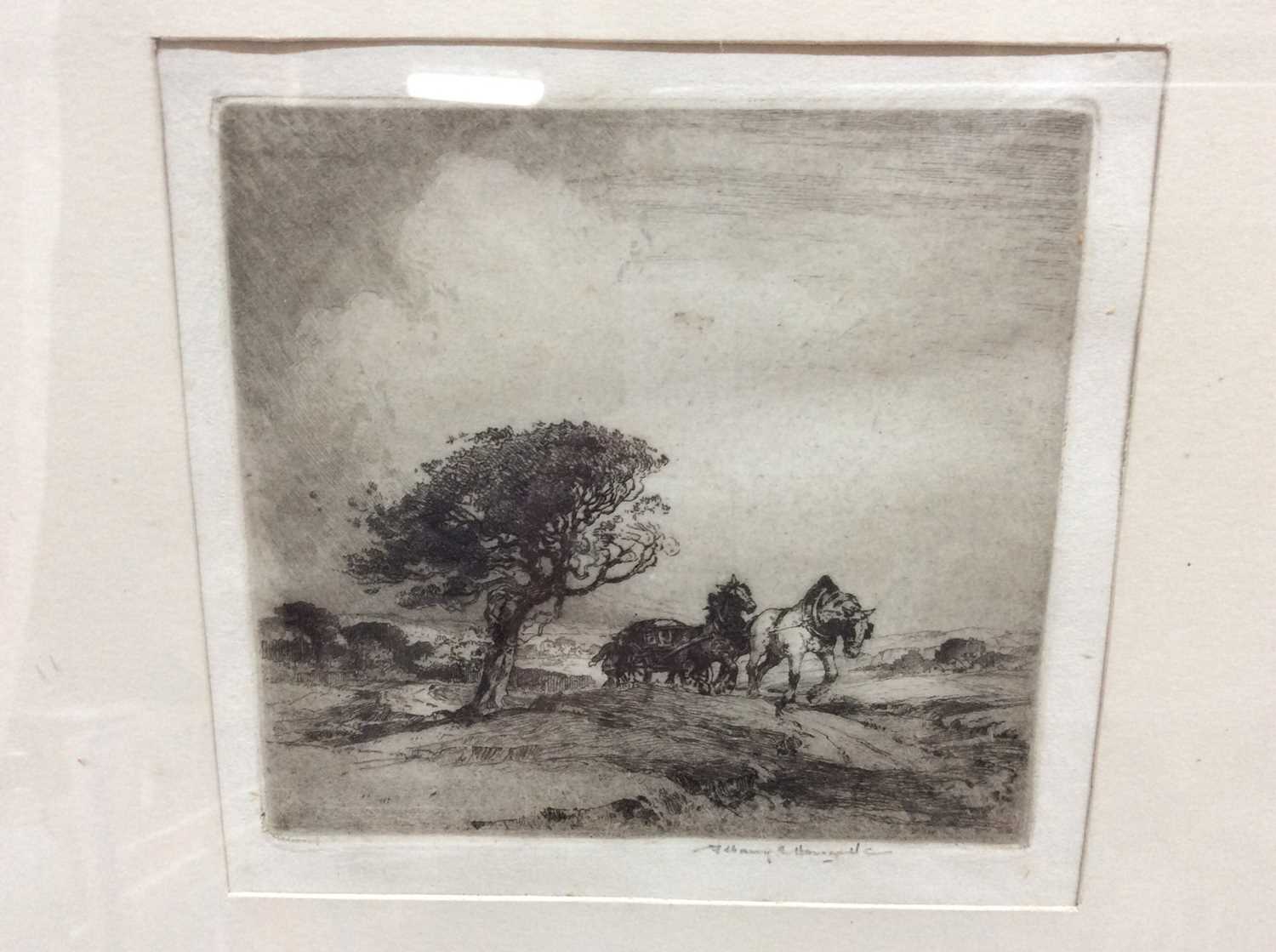 Lot 48 - Albany E. Howarth (1872-1936) signed black and white etching - "End of the Day", in glazed ebonised frame, 13cm x 14cm