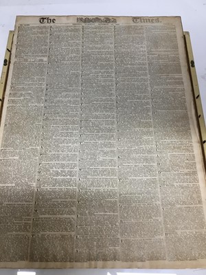 Lot 49 - Georgian copy of The Times, Tuesday October 14th, 1823, noting a report of the Peninsula War etc, in glazed frame, 57cm x 43cm