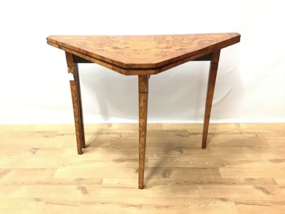 Lot 806 - Early 19th century Dutch walnut and floral marquetry fold over corner table