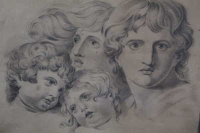 Lot 572 - Eliza Asplin, early 19th century, pair of pencil drawings on paper - Head Studies, one signed and dated 1801, in ebonised frames, 33cm x 42cm