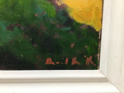 Lot 73 - David Britton, contemporary, oil on canvas - Near Steverton Thicks, Suffolk, signed, framed, 45cm x 61cm