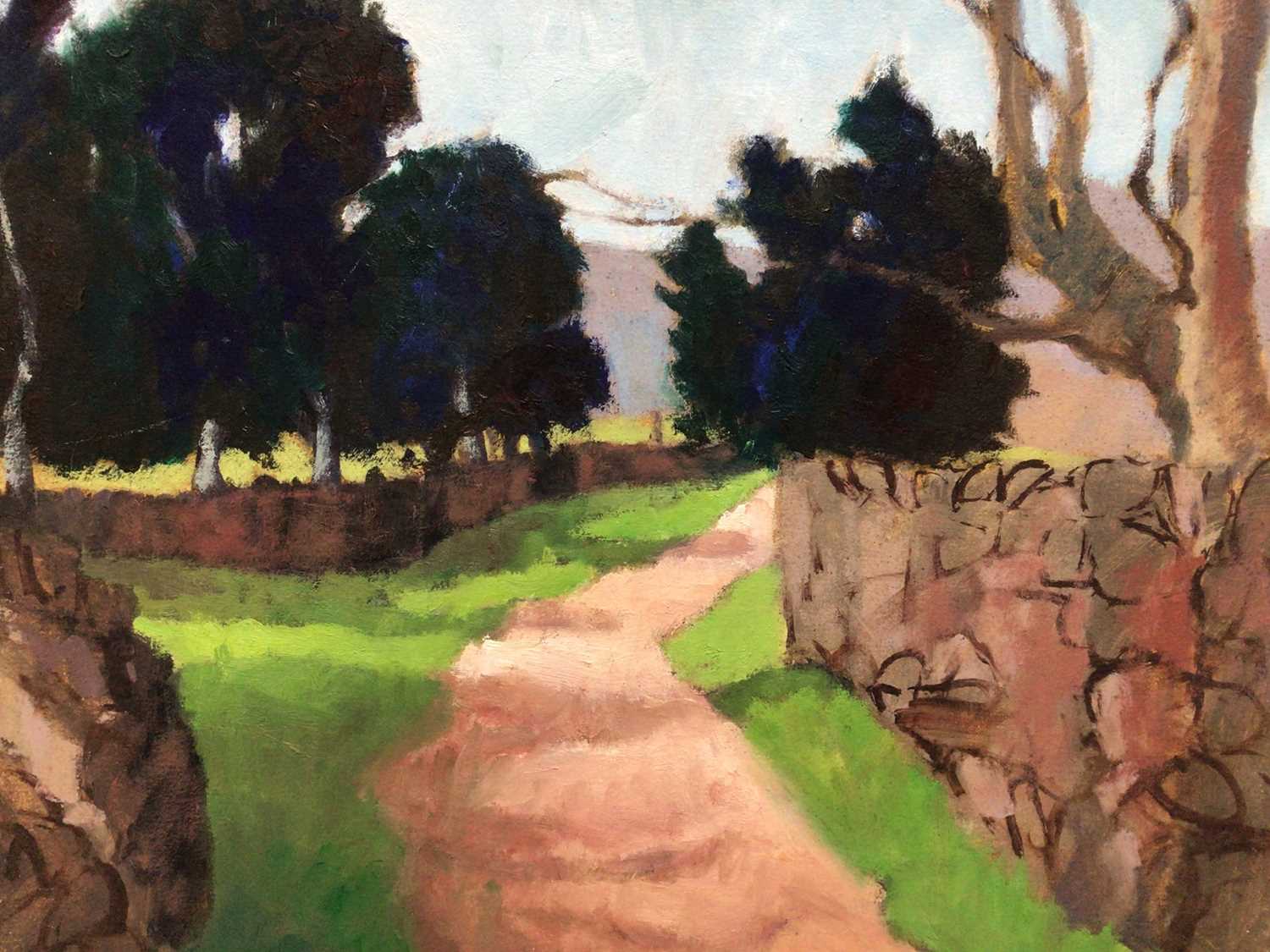 Lot 78 - David Britton, contemporary, oil on canvas - Cumberland Path, signed, framed, 50cm x 51cm
