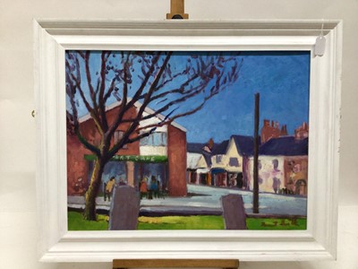 Lot 79 - David Britton, contemporary, oil on canvas - Art Cafe, Mersea, signed, framed, 46cm x 61cm