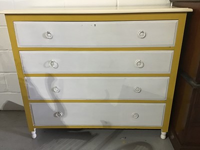Lot 73 - Painted chest of four long drawers on turned legs