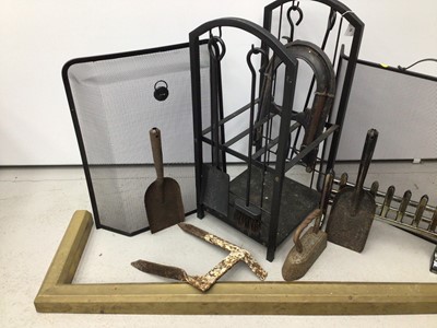 Lot 59 - Lot of fire implements, fire screens etc